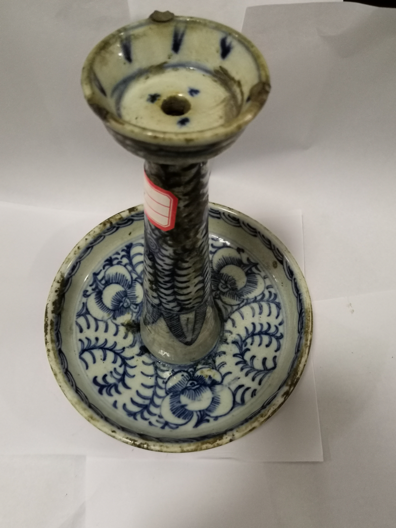 清青花花卉烛台