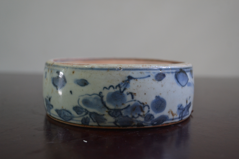 明青花花卉砚台